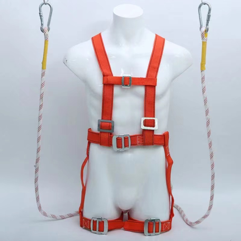 国标 高空作业丙纶双绳小钩 五点式绑身安全带