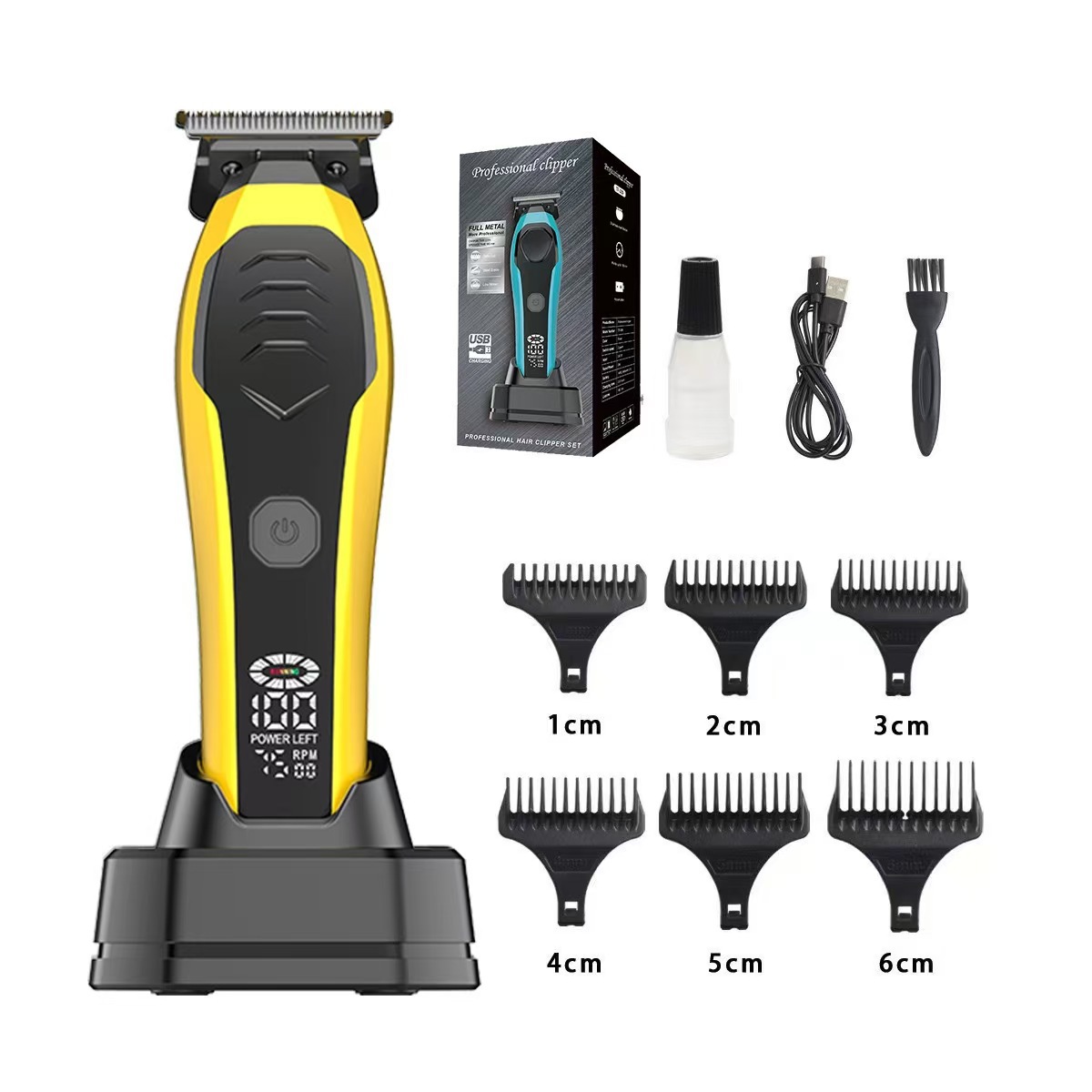 Set de Cortapelos Eléctrico Digital de Aleación de Titanio con Cabezal Lavable para Barbería y Hogar