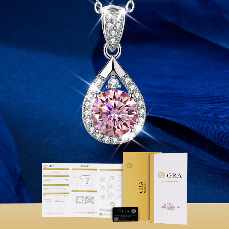 핑크 모이사나이트 목걸이