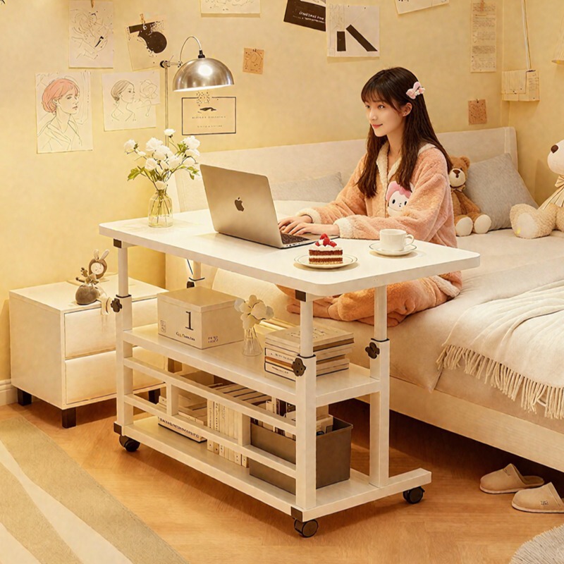 Bedside Side Table, Home Bedroom Adjustable Table, Movable Coffee Table, Bedside Storage Rack, Simple Desk for Rental Housing