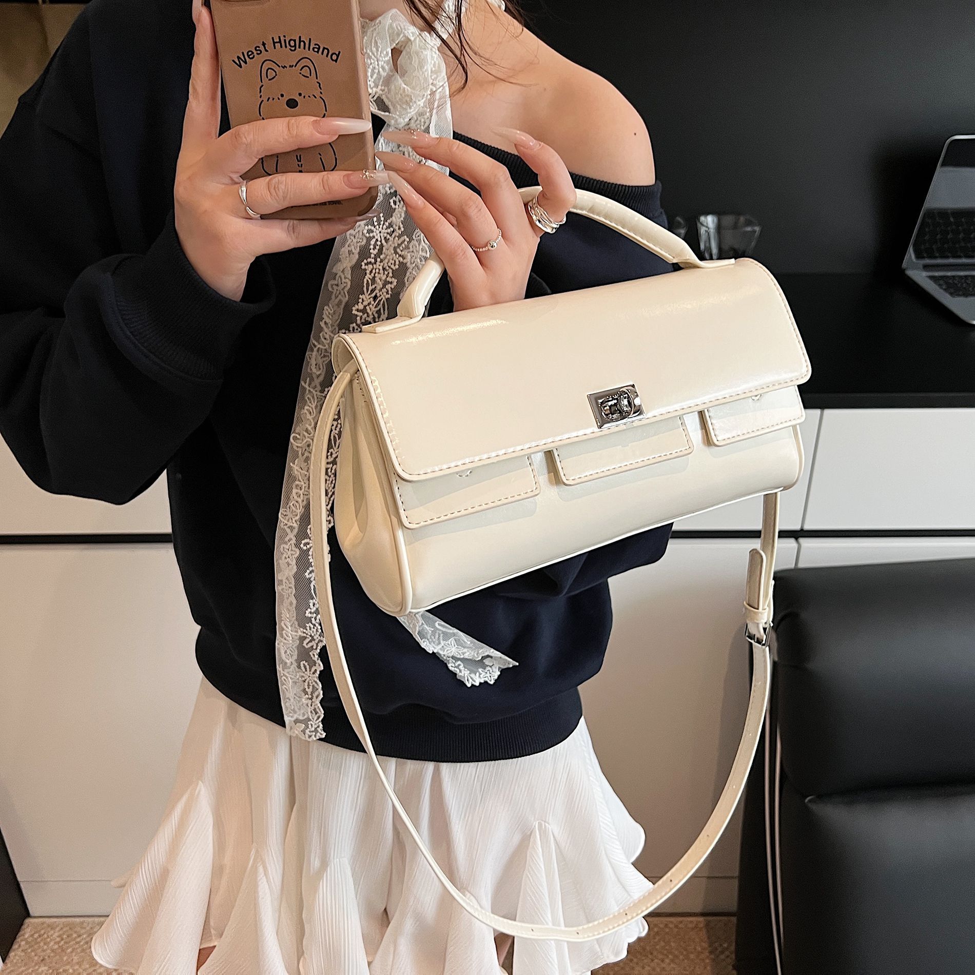 Diseño de nicho 2025 nueva tendencia moda todo-fósforo bolso de mano casual bolso de mensajero de un solo hombro simple