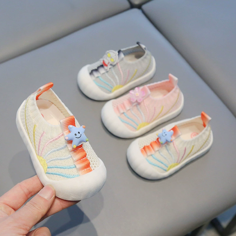 Xiao Lubao Spring и осень дышащая летающая сетчатая ткань 1-2 года детская обувь для ходьбы