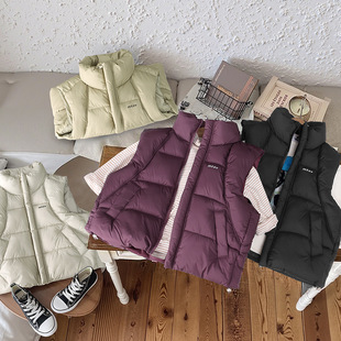 Children's Vest Autumn and Winter New Stand-Up Collar Cotton Vest Vest for Boys and Girls Short Loose Casual Outer Wear Warm Vest