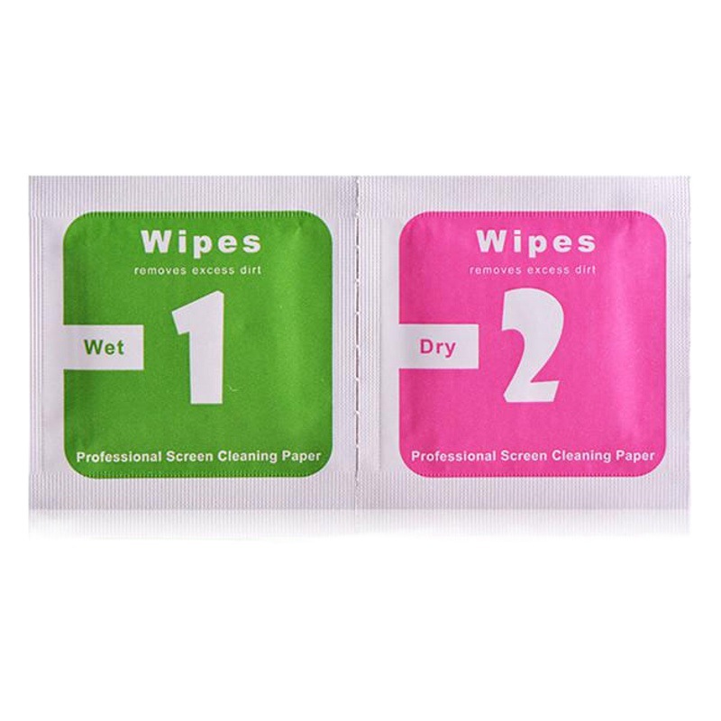 1+2 Dry and Wet Alcohol Package Mobile Phone Tempered Film Screen Cleaning Auxiliary Tool Package Alcohol Dry and Wet Wiping Cloth