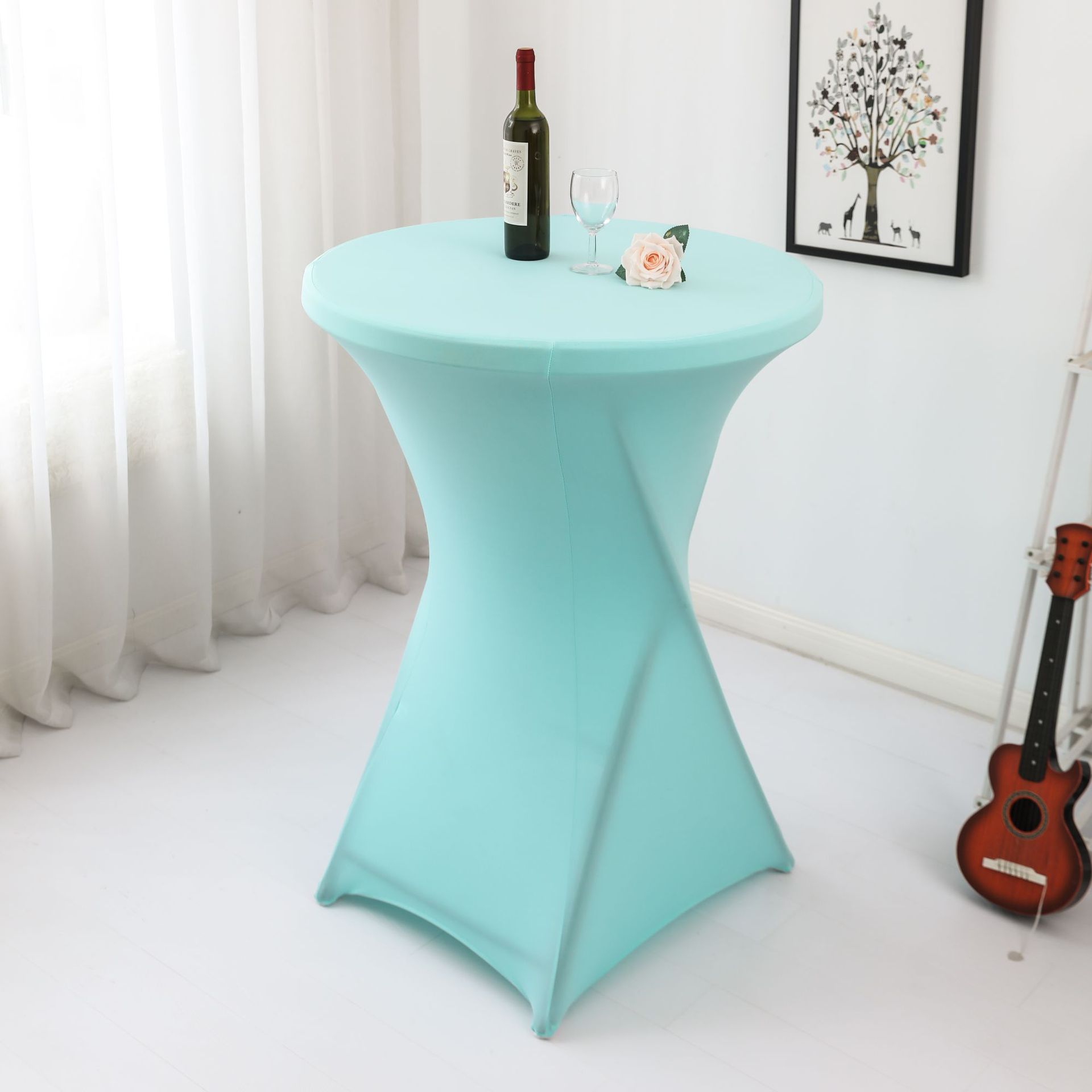 Amazon sólido barra mesa de comedor cubierta de mesa de banquete cóctel cubierta de mesa redonda tela de mesa elástica tabla de pies altos