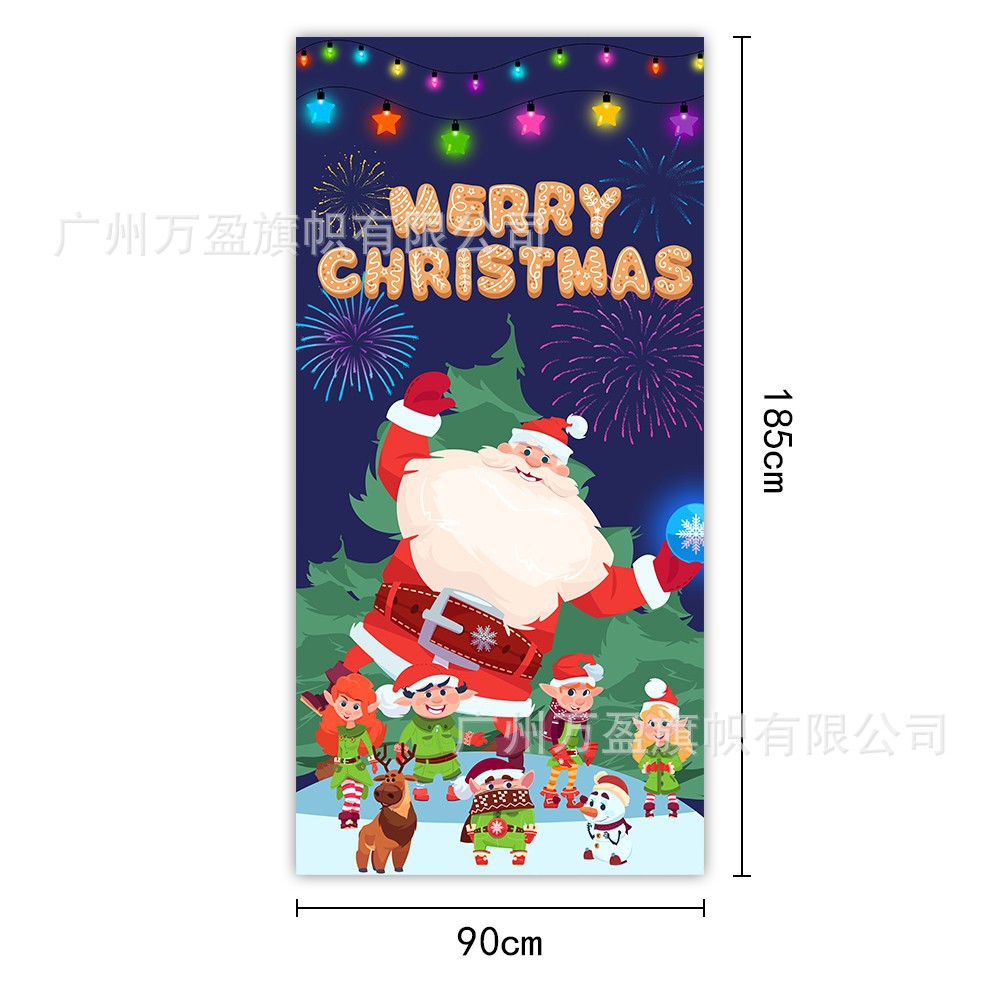 2025 nuevos productos de navidad cortina de bandera Santa Claus para ver la hoja de regalo decoración de tela colgante Bandera de bienvenida de Navidad