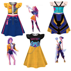 女童飞飞袖裙 猎魔女团cos服装儿童连衣裙角色扮演裙