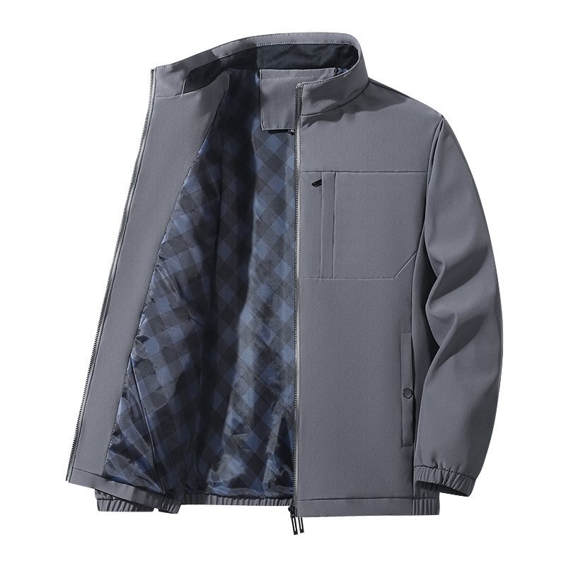 2025秋冬新品夹克男大码保暖防风夹克中老年商务休闲冲锋衣防风防