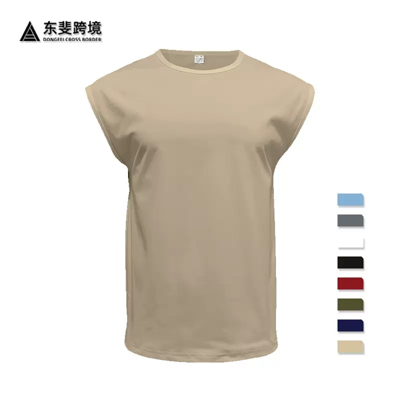 亚马逊跨境2026男装夏季新款无袖t恤青年宽松纯色薄款坎肩背心男