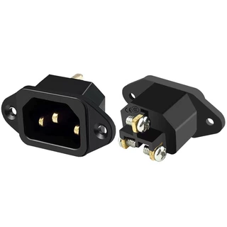 AC-04电源插座螺丝脚全铜加厚焊接脚卡式嵌入式黑色品字三插配件