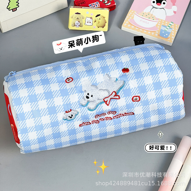 かわいい子犬鉛筆バッグ大容量刺繍文具箱学生ハイエンド小学校中学校鉛筆収納袋生地|undefined