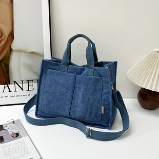 European and American Cross-border Velvet Canvas Bag Handbag Large Capacity Shoulder Bag Retro Commuter Artistic Crossbody Bag