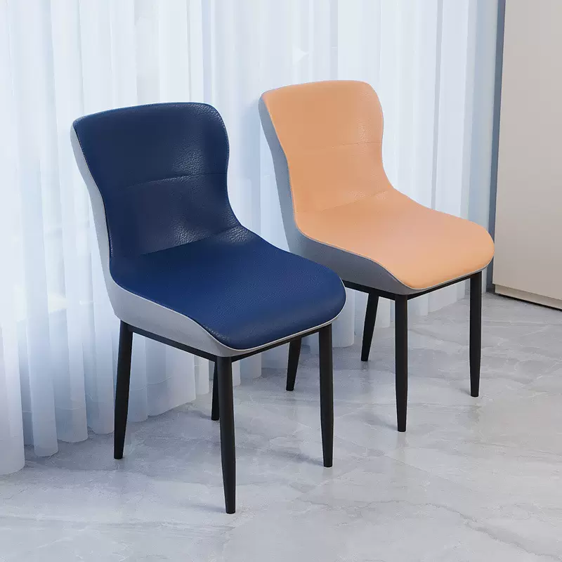 皮革轻奢餐椅简约现代碳钢椅架休闲椅多色家用酒店接待椅子 餐椅
