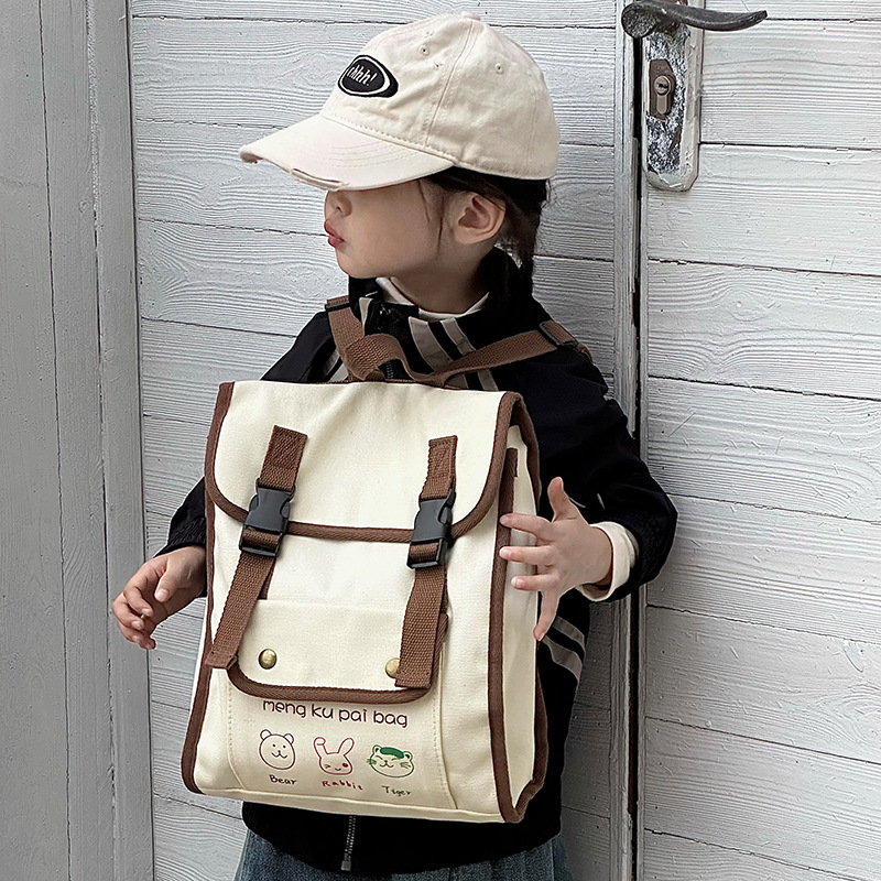 Mochila infantil retro retro color coreano mochila impresa para niños y niñas 2025 moda jardín de infantes mochila para bebés