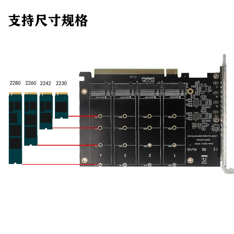 PCIEX16 NVME M.2 MKEY SSD RAID массив расширенная поворотная карта материнской платы PCIE разделительная карта