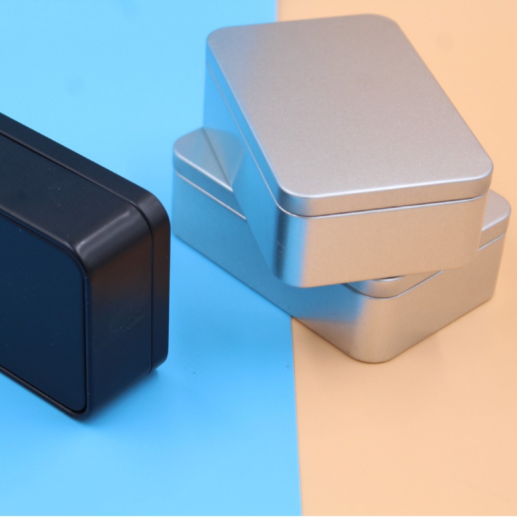 长方形内塞盖银色铁盒 素色铁盒 无印刷铁盒 收纳铁盒包装