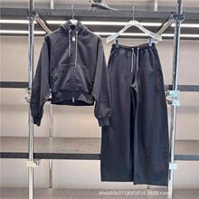 2025秋冬新款小众复古做旧水晶抽绳加绒拉链连帽卫衣休闲情侣套装