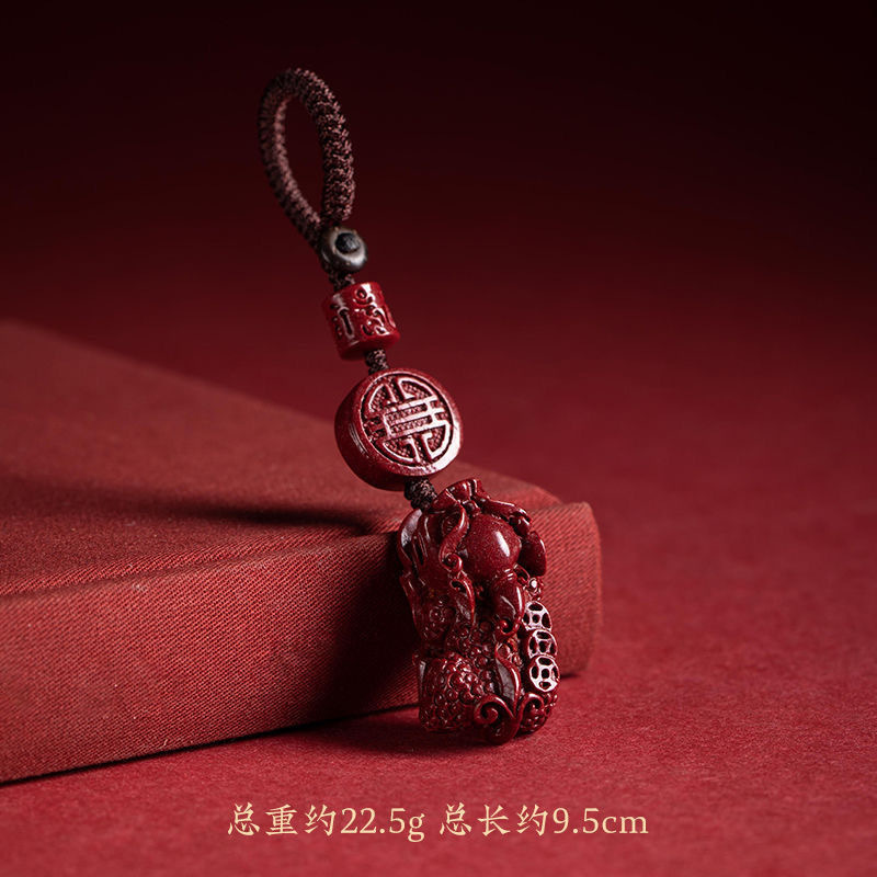 原矿朱砂貔貅钥匙扣高含量紫金砂帝王红砂汽车钥匙扣挂饰挂件批发|undefined