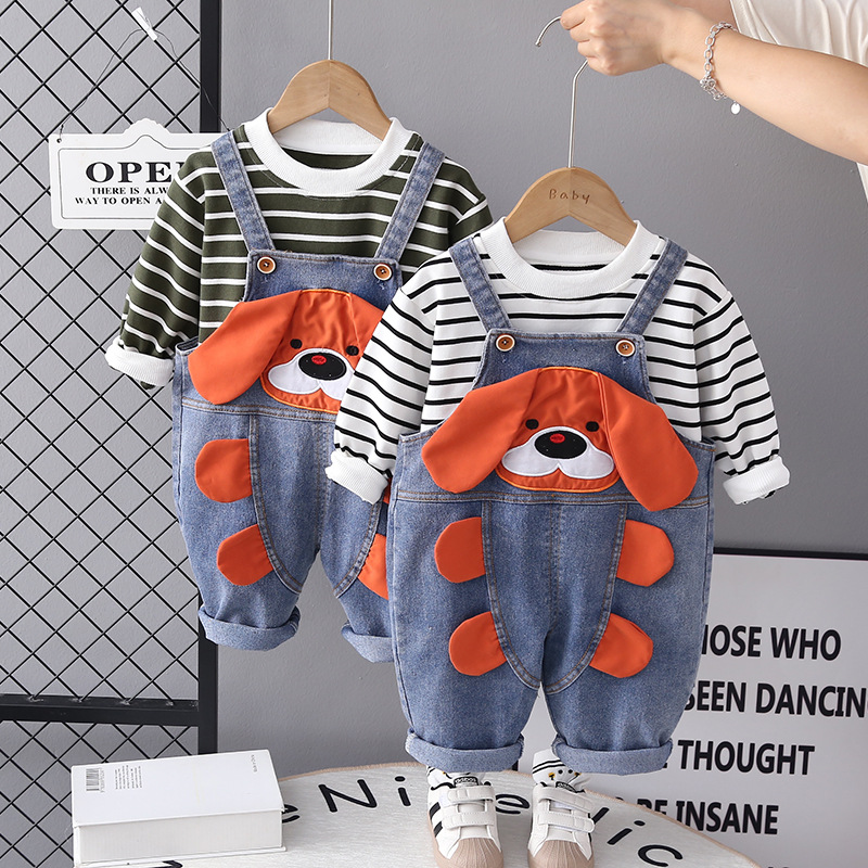 Los pantalones de mezclilla para bebés de los niños se adaptan a los nuevos niños de Otoño de estilo coreano de manga larga para niños de dos piezas ropa de otoño ropa para niños