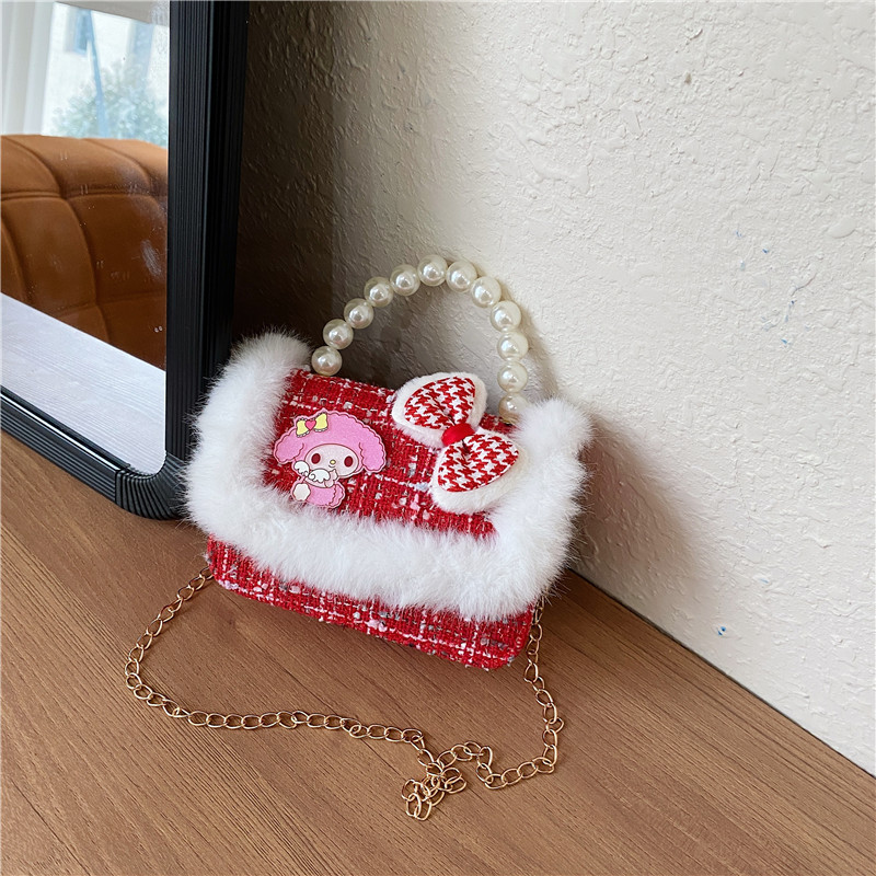 Mochila de niños estilo extranjero princesa perla de viento pequeño cambio bolso de hombro de niña encantadora