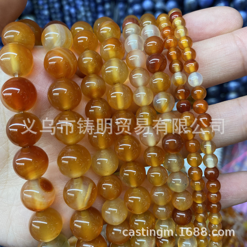Cast Ming trade primary color natural red agate loose beads beaded bracelet semi-finished products wholesale DIY handmade accessories