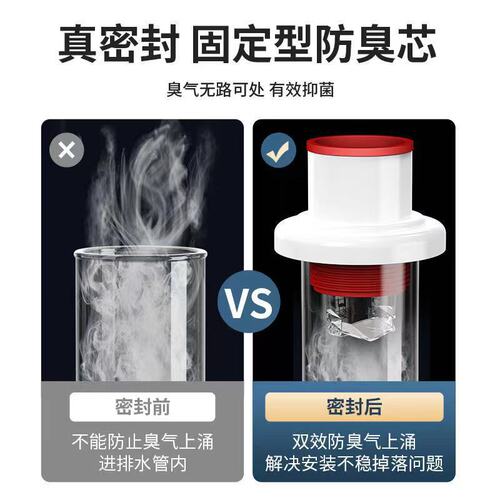 Kitchen sewer pipe anti-odor artifact drain pipe anti-odor back-sealing plug ring overflow water back-water basin blocking device