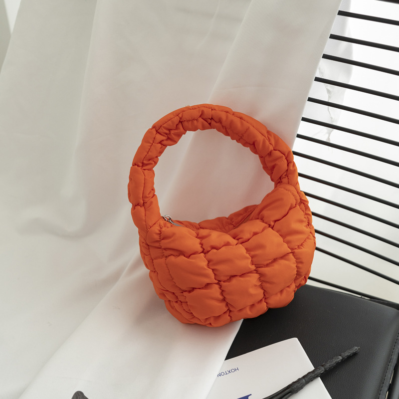 2024 nuevo bolso de nube con pliegues, mini bolso de mano de nicho coreano, chaqueta de algodón de plumón, bolso de mano, bolso de burbuja