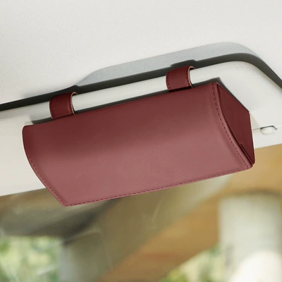 Holder, Car Sunglasses Case Can – Car Glasses Clip/Bill Clip - burgundy