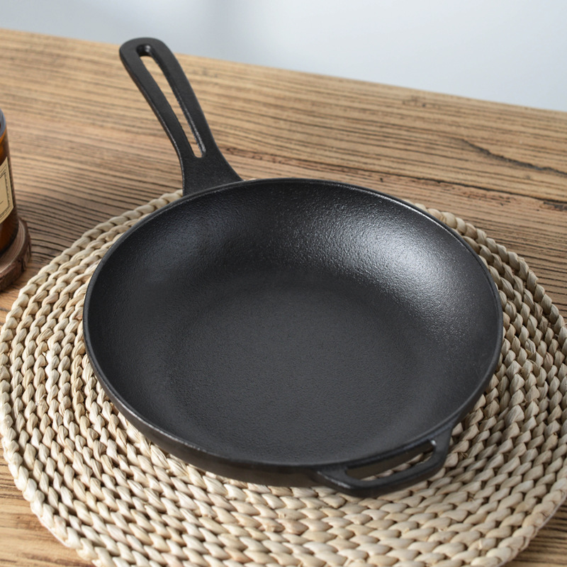 Pequeña felicidad 20cm de esmalte de hierro fundido plana sartén pequeña sartén antiadherente libre de humo chino huevo frito bistec pan Cocina de Inducción