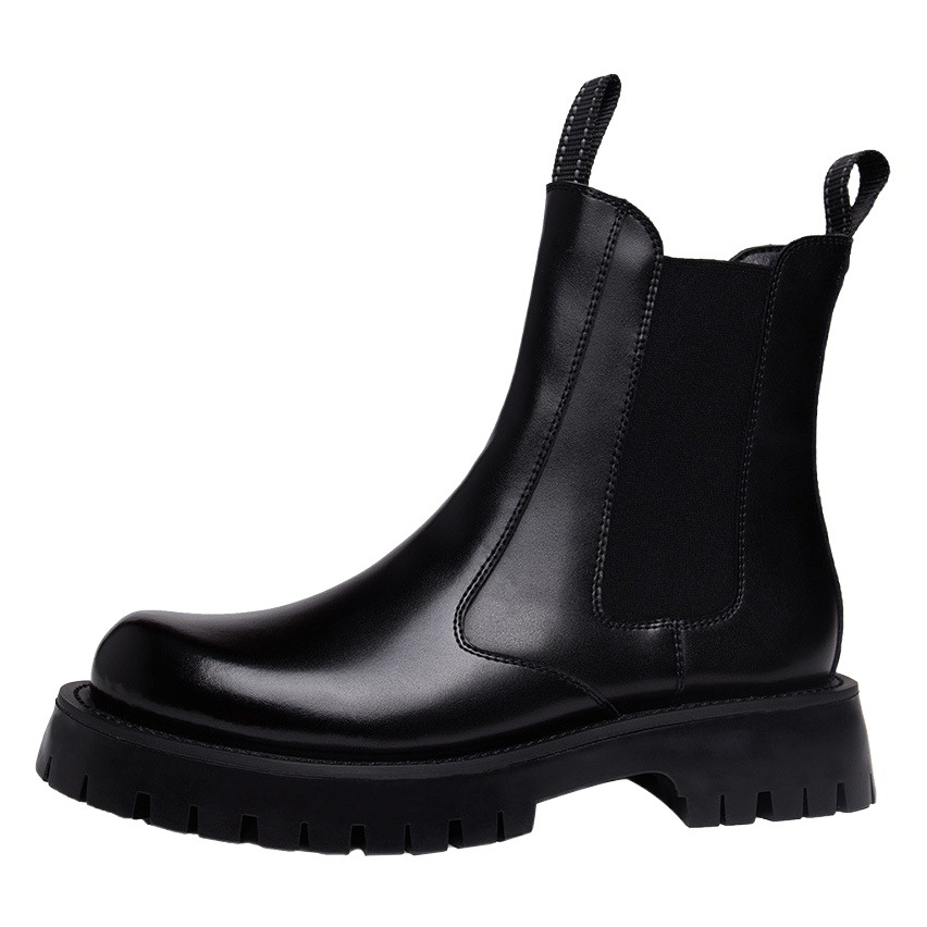 Chelsea Boots Men's Autumn Breathable Heightening Trendy High-top Leather Boots Smoke Boots Young Men's British Platform Martin Boots