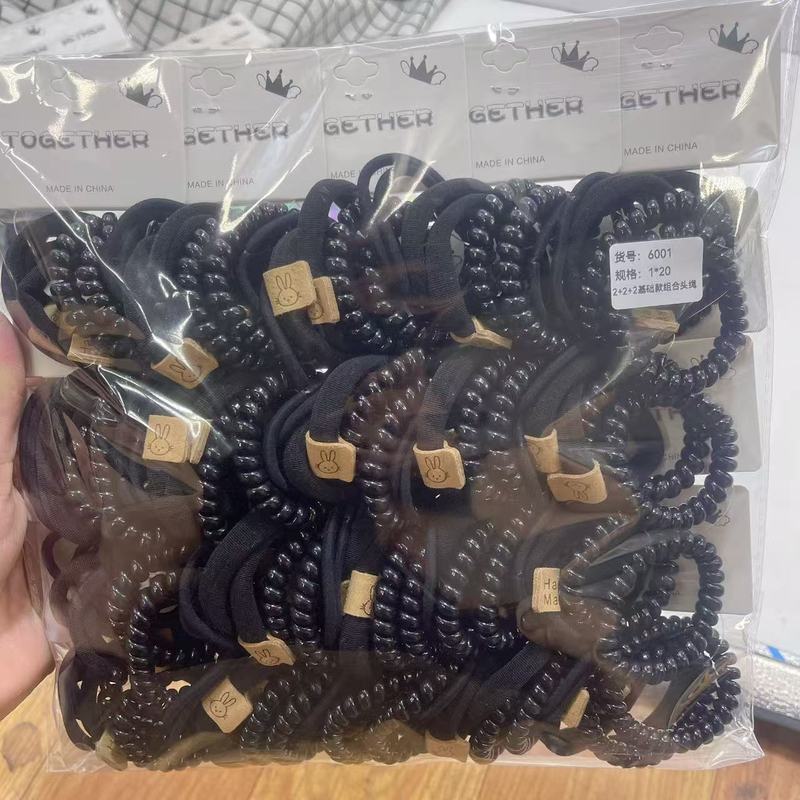 韩版组合头绳发饰简约吊牌发绳2元店皮筋实惠卡装大号无接缝发圈|undefined