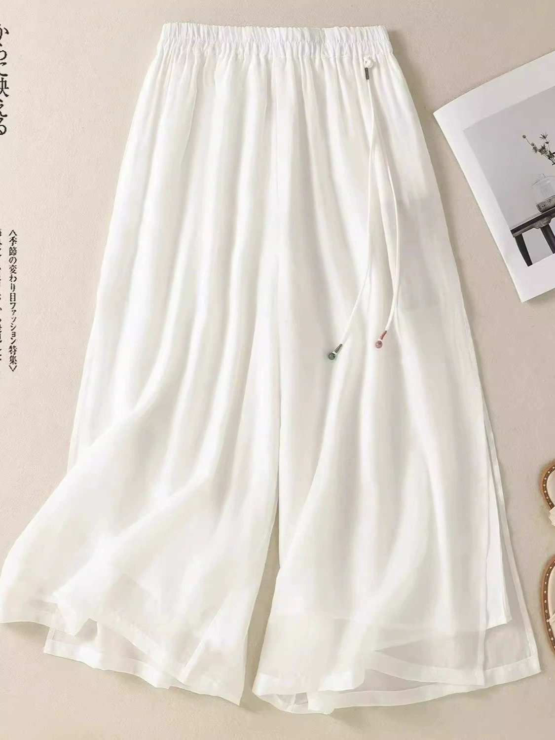 Повседневные широкие брюки в этническом стиле в стиле ретро с драпировкой, укороченные брюки из хлопка и льна, новая летняя универсальная свободная женская одежда