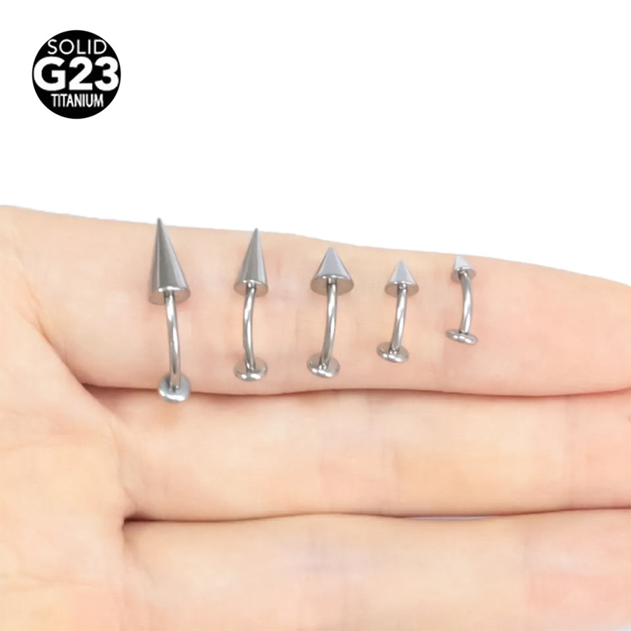 Zesen F136 Titanium Lip Nail Pointed Cone Flat Tiger Tooth Nail Devil Nail G23 Titanium Alloy Human Body Piercing Ear Bone Nail detail image 7