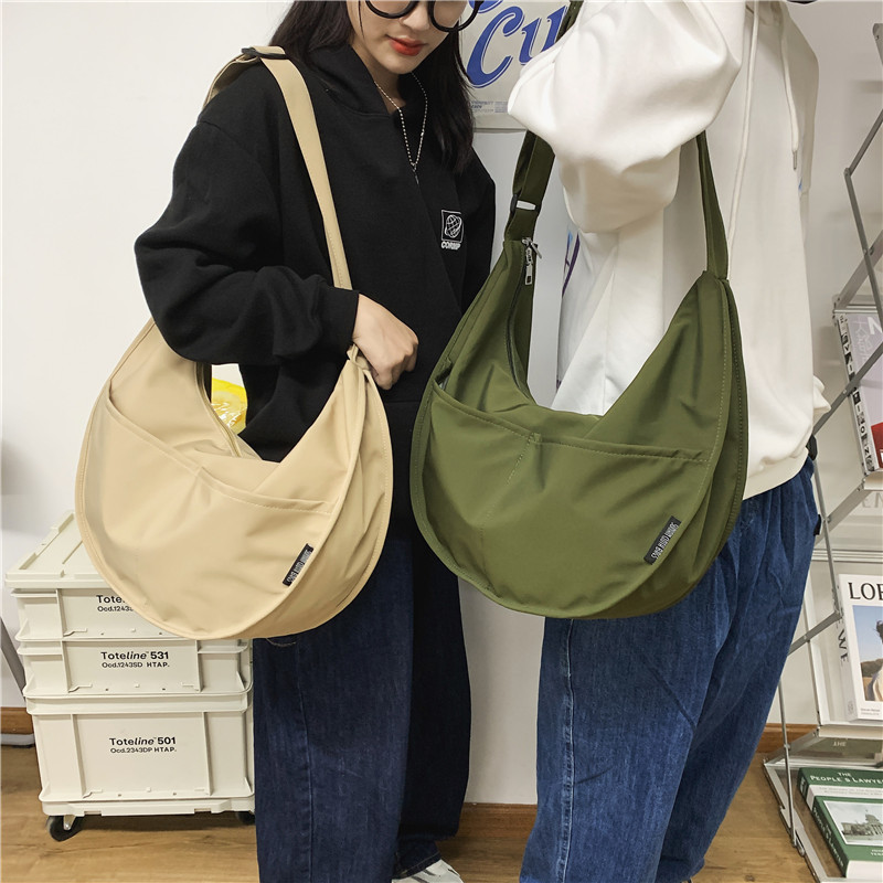 Large Capacity Crossbody Bag Simple Dumpling Bag Trendy Canvas Bag Women's New Korean Style chic Style Casual Broadband