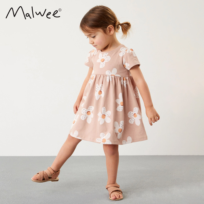 malwee children's dress summer new European and American children's casual round neck cute short sleeve Western princess dress