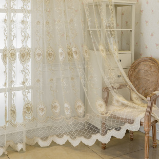 Cross-border velvet embroidery European nail bead embroidery transparent curtain window screen balcony living room villa finished in stock wholesale