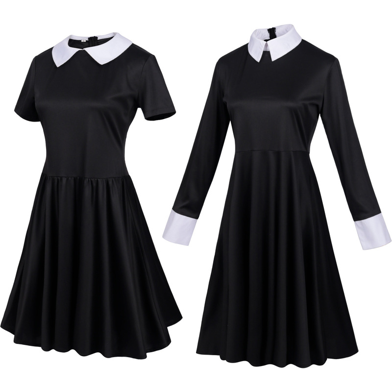 全キャラクターの映画とテレビの黒いワンピースのプリントのダンスのスカートのコスプレの服装の女性|undefined