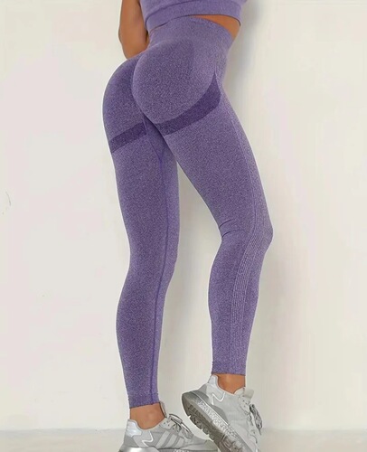 Long sleeve knit yoga leggings peach butt fitness pants high-waisted tight yoga pants