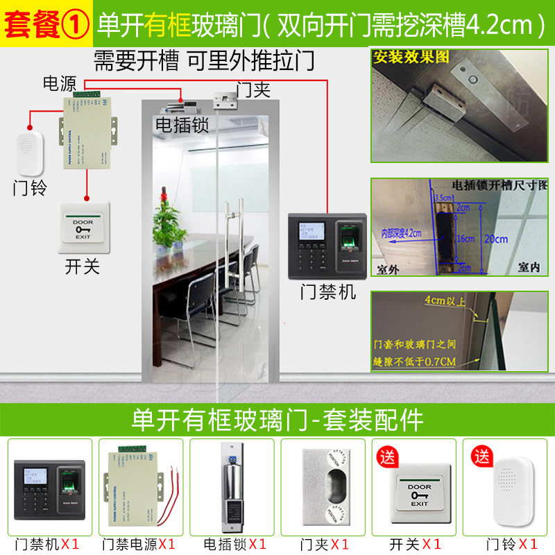 Package 1: single framed glass door