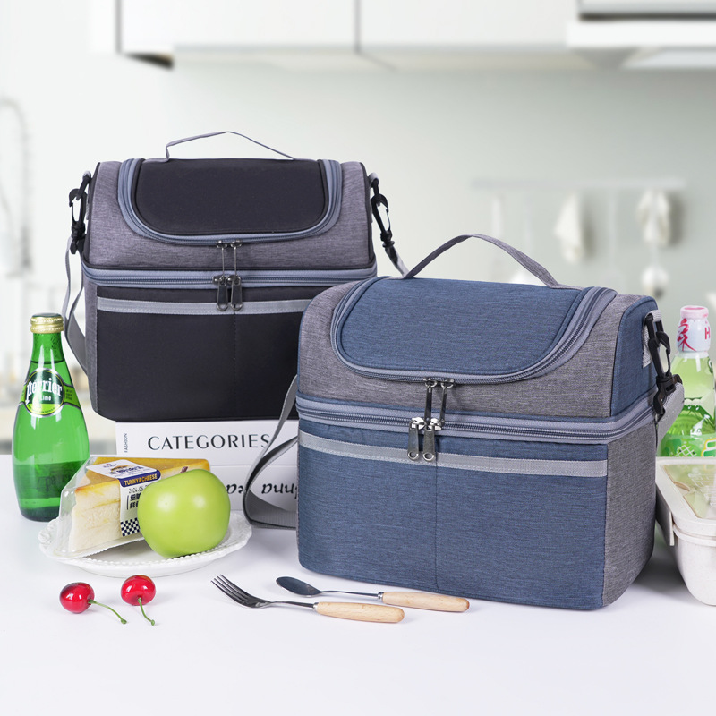 Bolsa de almuerzo de doble capa transfronteriza, bolsas de almuerzo de doble capa, bolsas de aislamiento de picnic, bolsas de helado, bolsas de almuerzo de gran capacidad, bolsas de preservación