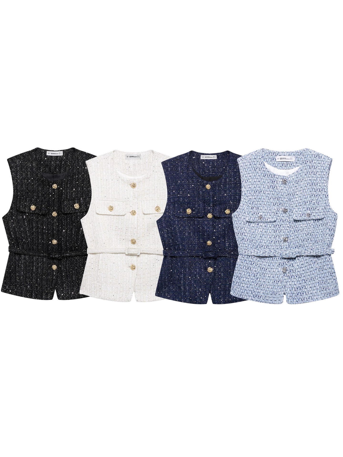 2025 primavera y otoño nuevos productos de ropa de mujer pequeña fragancia con cinturón de línea metálica temperamento chaleco chaleco image 5