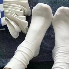 Sock Girl Versatile Ins Trend Pure Color Postpartum Socks Spring and Autumn Mid-Calf Socks Simple Style Casual Japanese Style White Medium Socks