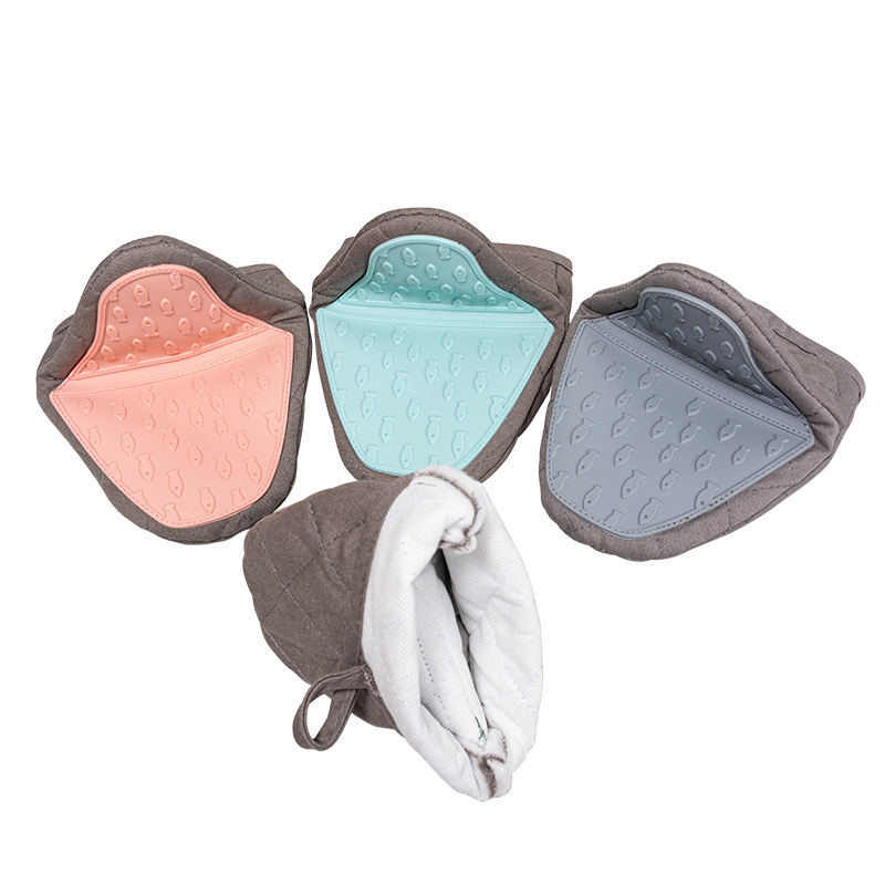 Guantes de silicona semiblando forma de pez 56 g, guantes de horno de doble capa resistentes al calor