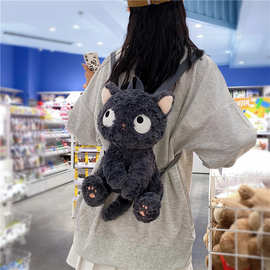 可爱卡通小黑猫玩偶包包女2023新款猫咪玩偶毛绒包抓机娃娃公仔