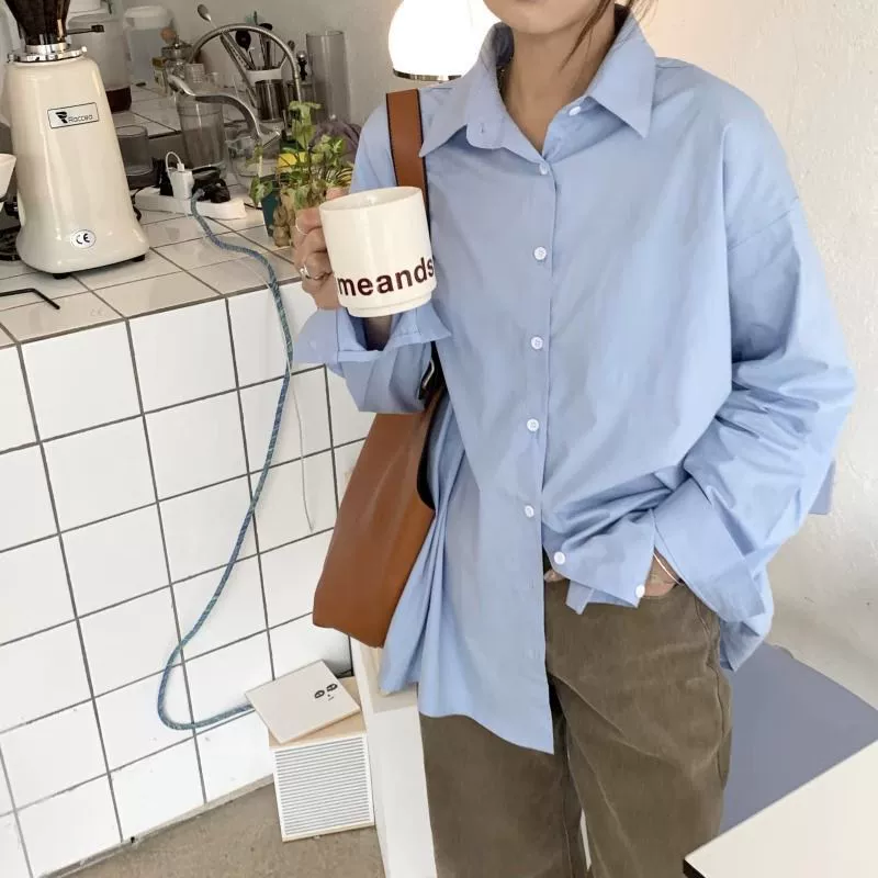 140 г четырехгранных пуль] с длинными рукавами чувство подвески повседневная рубашка женская весна и осень летняя солнцезащитная свободная рубашка