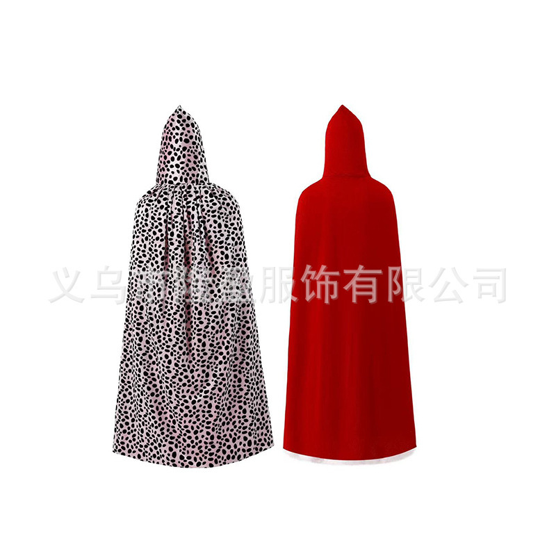 Cross-Border Carnival Party Cloak Halloween Cosplay Kuiara Dalmatian Cloak Black and White Witch Cloak Cross-Border Carnival Party Cloak Halloween Cosplay Kuiara Dalmatian Cloak Black and White Witch Cloak