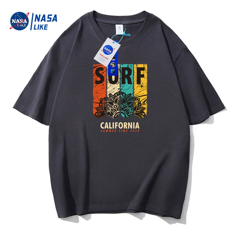 Футболка с коротким рукавом (NASA) — летный хлопок-шелк смесь, комфортная для тела, размеры M–4XL