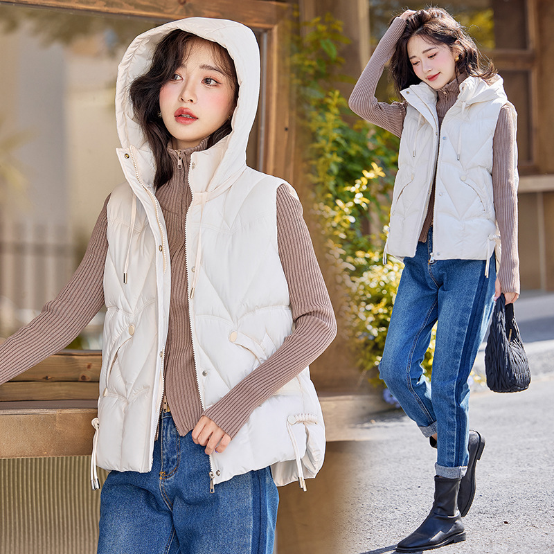 Comercio exterior transfronterizo chaleco de algodón de plumón de mujeres otoño y invierno nuevo tipo pequeño chaqueta de abrazadera de caballo de cuello vertical con hombro de camisa