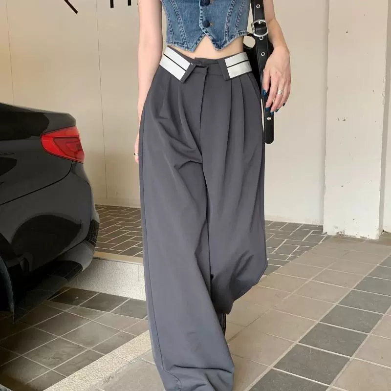 直筒裤高腰黑色显瘦西装裤休闲裤女夏季垂感宽松阔腿裤拖地长裤子