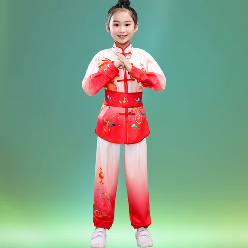 Children's Martial Arts Competition Performance Physical Exam Competition Training Uniform Men and Women Adult Tai Chi Uniform Gradient Transition Color Training Uniform